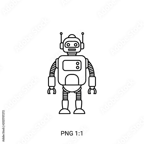 Classic Robot Icon PNG Cutout, Isolated on Transparent Background