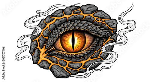 Bild auf Leinwand Dragon eye with orange pupil.