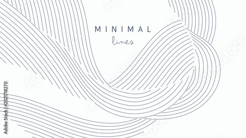Minimalist abstract background features gray lines forming a fluid, wave-like...