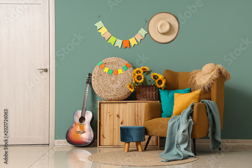 Interior of room decorated ...