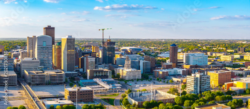 Obraz na płótnie Panoramic Aerial View of Downtown Des Moines