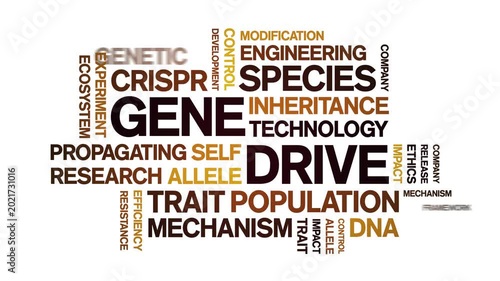Gene Drive animated word cloud-text design animation tag kinetic typography seamless loop.