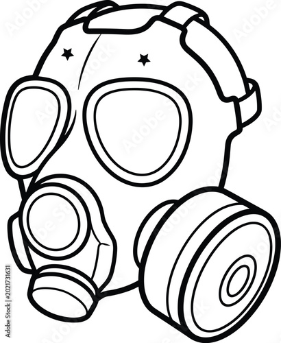 Tableau sur toile Gas mask vector illustration with protective breathing apparatus and air filter