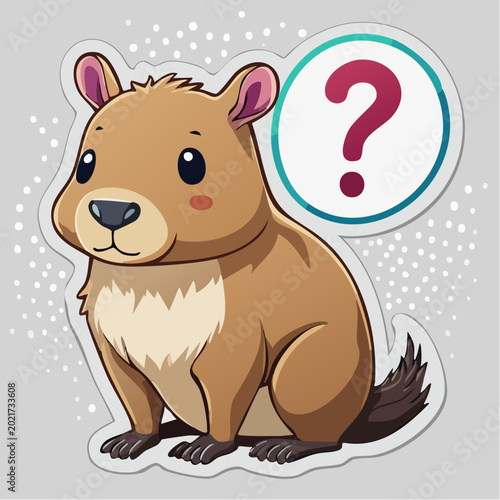 Cute cartoon groundhog with a question mark