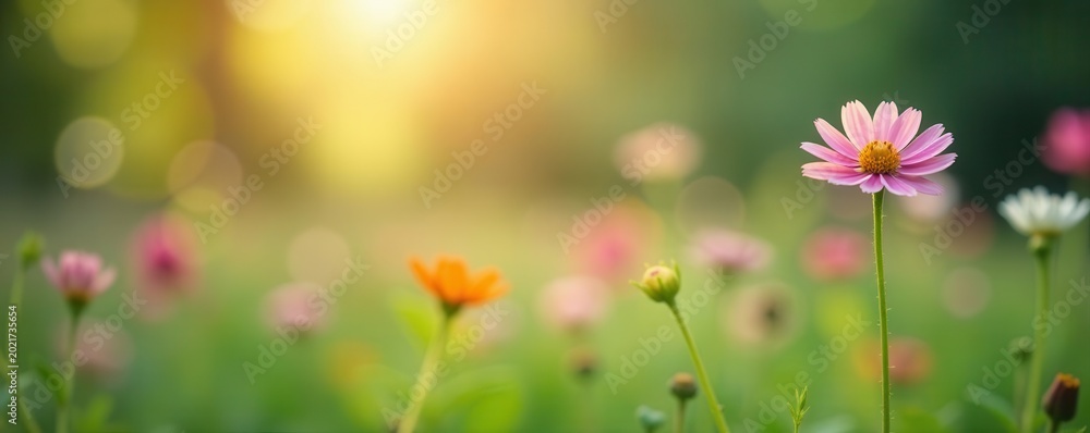 Obraz premium Delicate blurred wildflowers, soft vintage bokeh, old fashioned, dreamy
