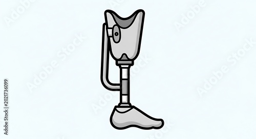 Prosthetic leg with metal components.