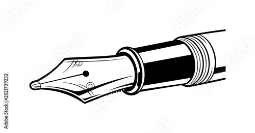 Black Bold Clean Fountain Pen with Nib Illustration