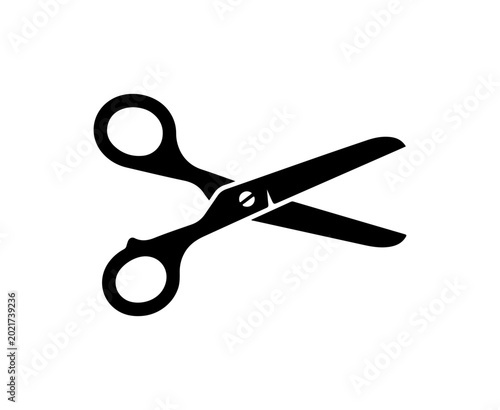 Black Bold Open-Blade Scissors Icon - Clean and Simple Vector