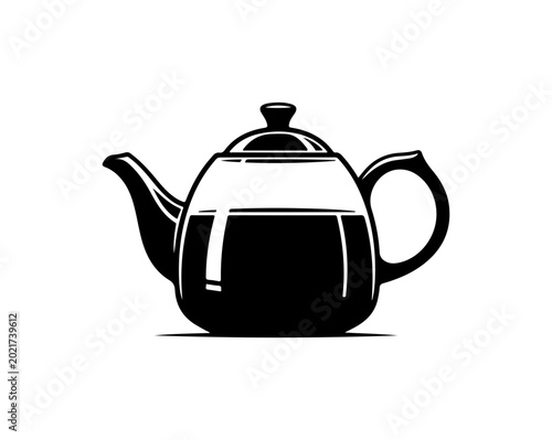 Bold Black Teapot with Spout and Handle - Minimalist Vector Illustration