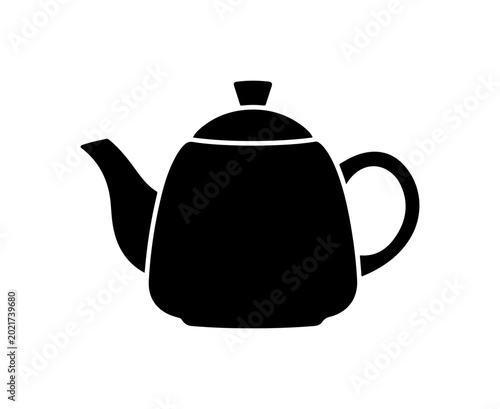 Bold Black Minimalist Teapot Icon with Spout and Handle