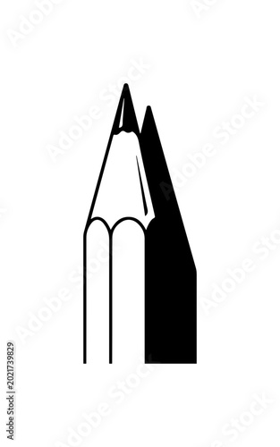 Minimalist Black Pencil Icon with Sharp Tip