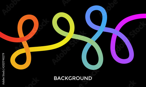 Vibrant rainbow gradient loops on black background