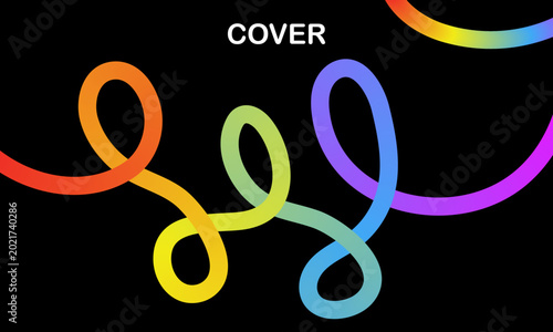 Vibrant rainbow colored loops on black background design