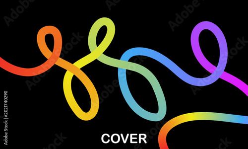 Vibrant rainbow gradient squiggles on black background