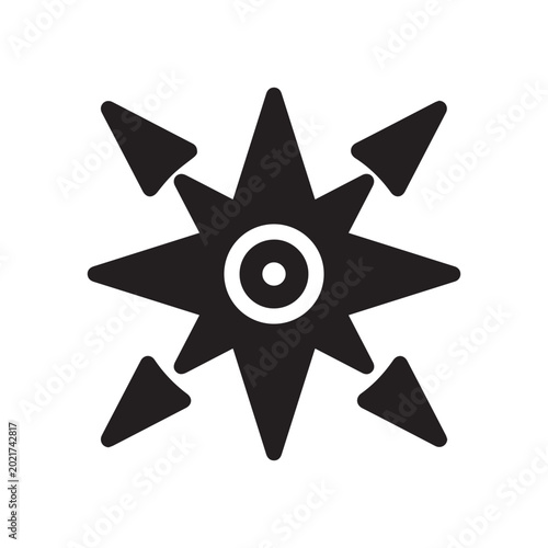 Star Compass Navigation Logo on white background or silhouette vector 