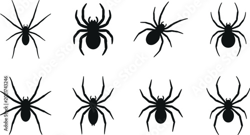 Quadro su tela Black spider silhouette collection showing multiple poses and angles for arachni
