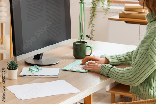 Female writer editing manus...