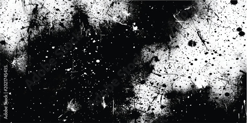 Tableau sur toile Abstract dark background with numerous white dust particles and thin scratch lines, creating a grunge and textured surface