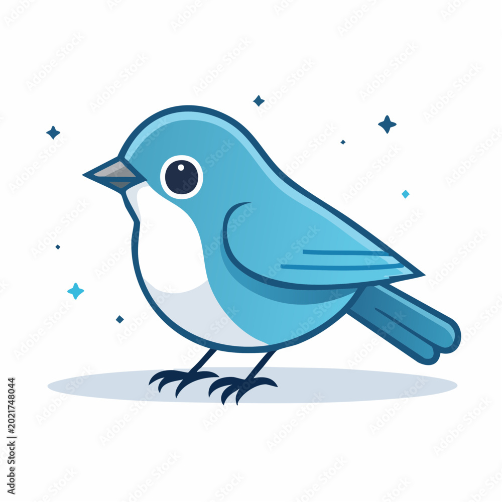 Fototapeta premium Cute Blue Bird Illustration