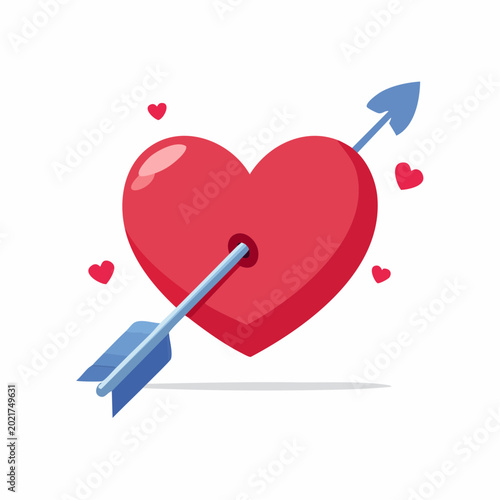 Red Heart Pierced by Blue Arrow with Small Hearts
