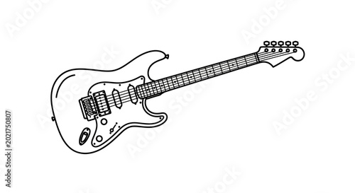 Canvas Print Electric Guitar Drawing Outline, Musical Instrument Vector Illustration