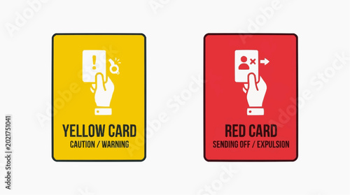 Yellow and Red Card Signals: Graphic depiction of a yellow card and red card, highlighting caution and expulsion in a concise manner.