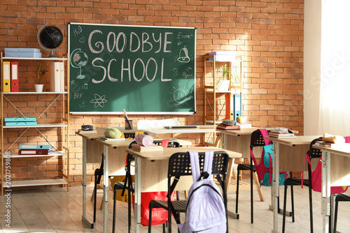Blackboard with text GOODBY...