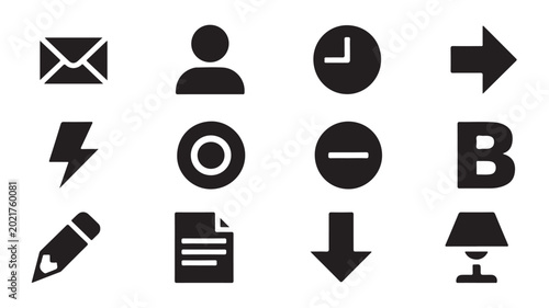 Quadro su tela Professional collection of business and communication icons isolated on transparent surface