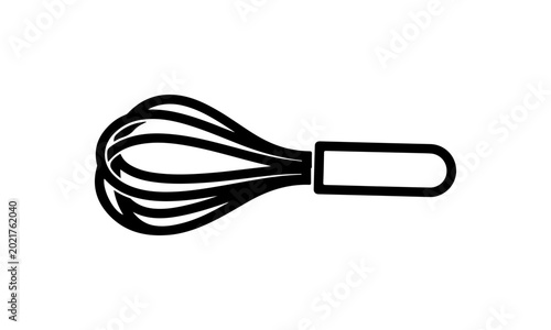 Bold Black Kitchen Whisk Icon - Clean and Simple Artwork