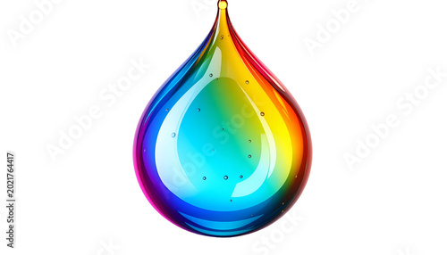 Colorful Rainbow Drop Liquid Splash Isolated on White Background