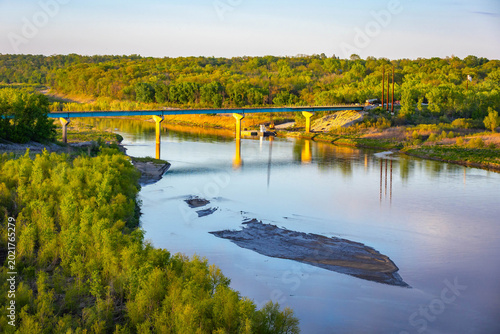 Εκτύπωση καμβά Des Moines River View From High Trestle Bridge