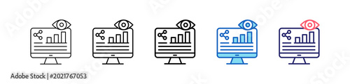 Monitoring Icon In 5 Different Styles Set Collection.   