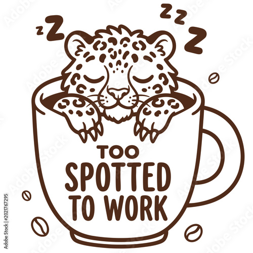 Foto Sleeping leopard in coffee mug.