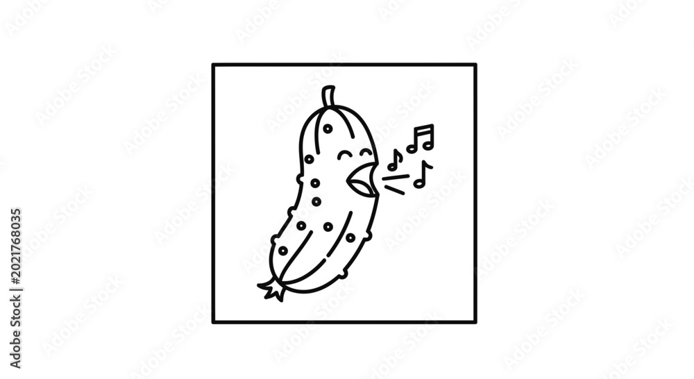 Fototapeta premium Funny Singing Pickle Character Cartoon