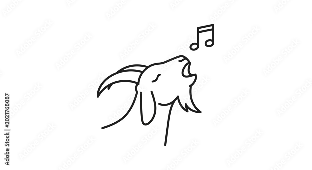Obraz premium Goat Singing with Musical Notes Icon