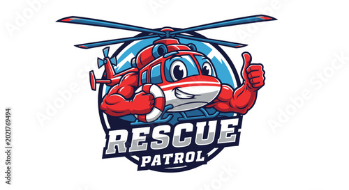 Rescue Patrol Cartoon Crab Character.