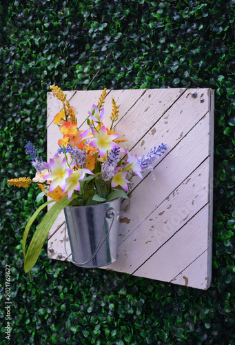 Flowerpot decoration on wall