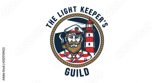 Lighthouse keeper with beard and hat.