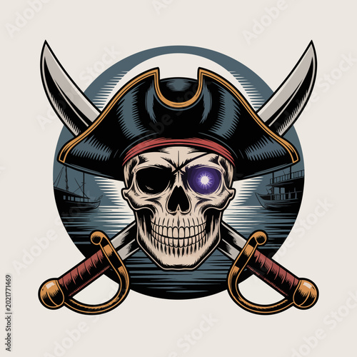 Foto Pirate Skull With Swords And Hat.