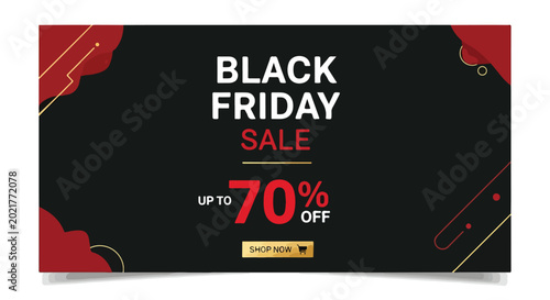 Fotografía A digital advertisement for Black Friday sale with up to 70% off