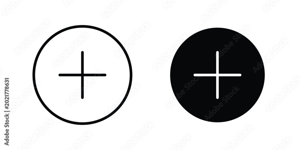 Obraz premium Add icon outlined. Black clipart icons set