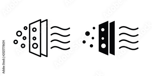 Air purification icon outlined. Black clipart icons set