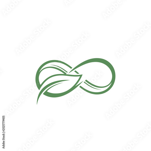 Green infinity symbol with leaves representing sustainability
