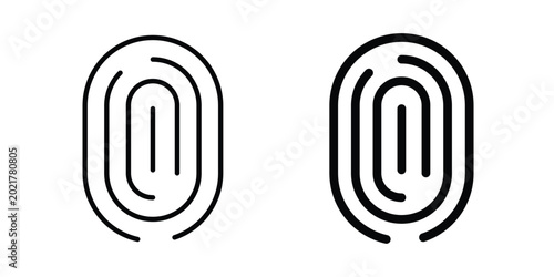 Foto Fingerprint icon outlined. Black clipart icons set