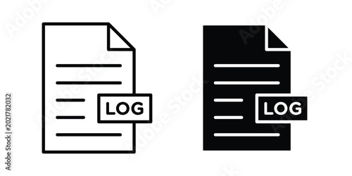 Εκτύπωση καμβά log file icon outlined. Black clipart icons set
