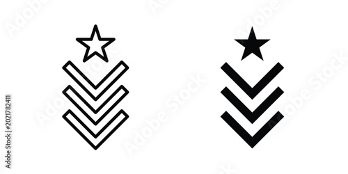 Obraz na plátně Military rank badge icon outlined. Black clipart icons set