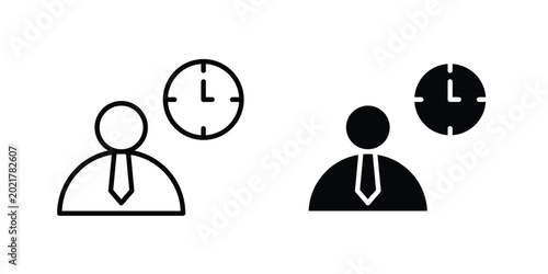 Schilderij op canvas Office hours icon outlined. Black clipart icons set