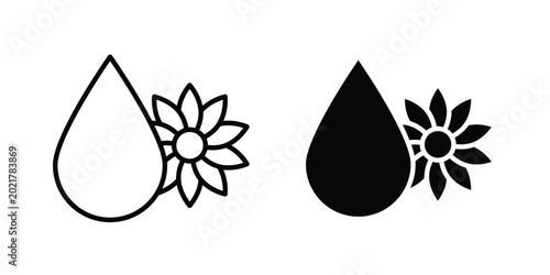 Cuadro en lienzo Sunflower oil icon outlined. Black clipart icons set