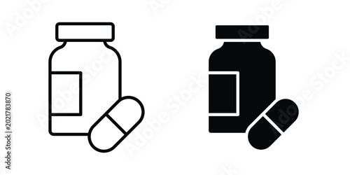 Fotografía Supplement icon outlined. Black clipart icons set