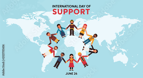 A global support day graphic with diverse people